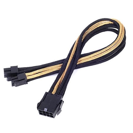 Silverstone 8 Pin 300 mm Power Cable Extender - Black with Gold PP07-EPS8BG